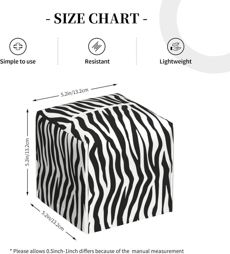 sndheke Zebra Stripes Tissue Box Cover Square,Black and White Stripe Tissue Box Holder Waterproof Leather Facial Paper Organizer Dispenser for Bathroom Home Car Nightstand Vanity Desk - Image 4
